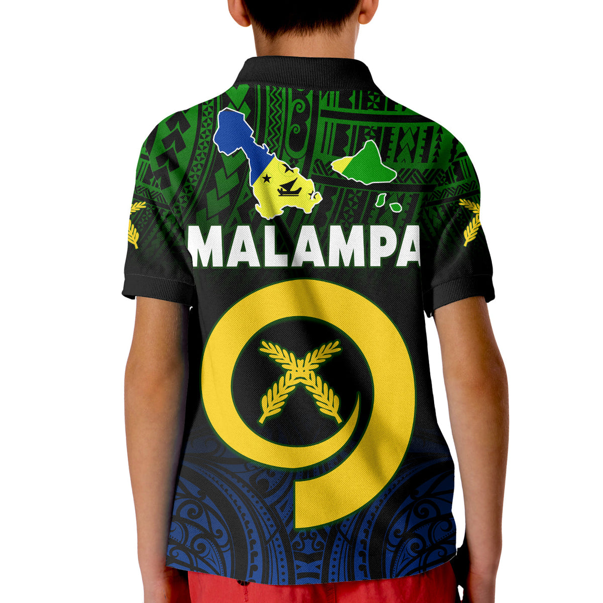 Malampa Province Polo Shirt Native Canoe Mix Vanuatu Pig Tusk Black Version LT14 - Polynesian Pride