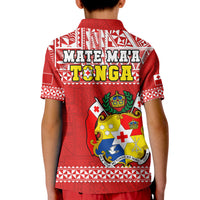 Tonga Rugby Polo Shirt KID Mate Maa Tonga Pacific Ngatu White LT14 - Polynesian Pride