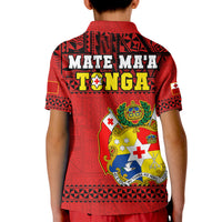 Tonga Rugby Polo Shirt KID Mate Maa Tonga Pacific Ngatu Black LT14 - Polynesian Pride