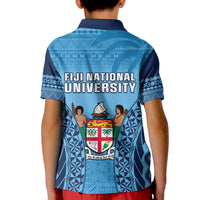 Fiji University Polo Shirt National Fijian Tapa Pattern Blue LT14 - Polynesian Pride