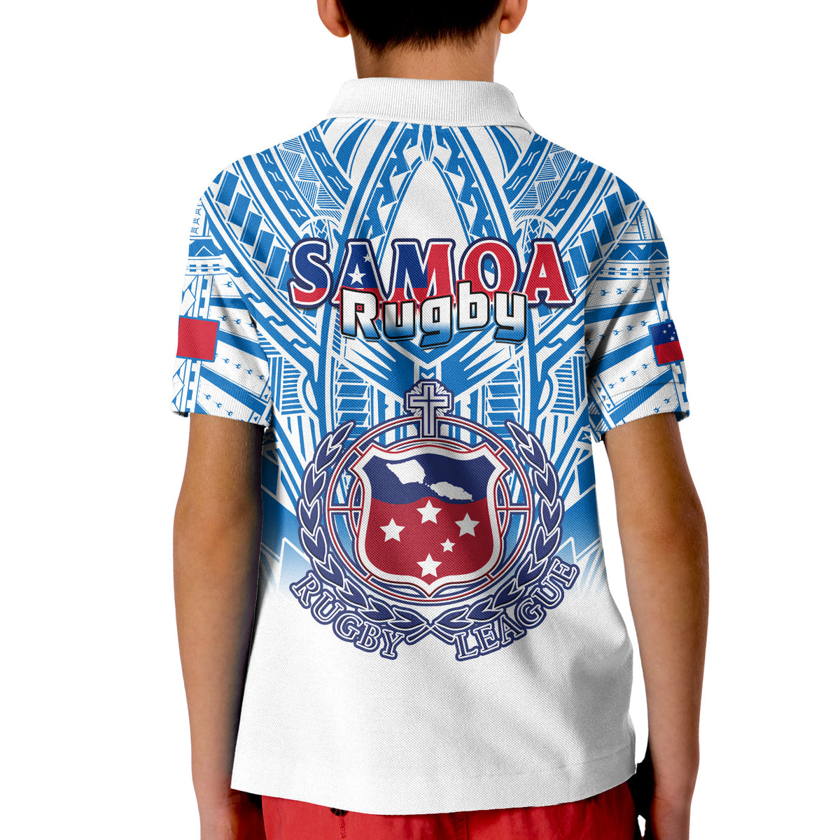 Samoa Rugby Polo Shirt KID Toa Samoa Polynesian Pacific White Version LT14 - Polynesian Pride
