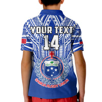 (Custom Text And Number) Samoa Rugby Polo Shirt KID Manu Samoa 7s Ginger Blue Polynesian LT14 - Polynesian Pride