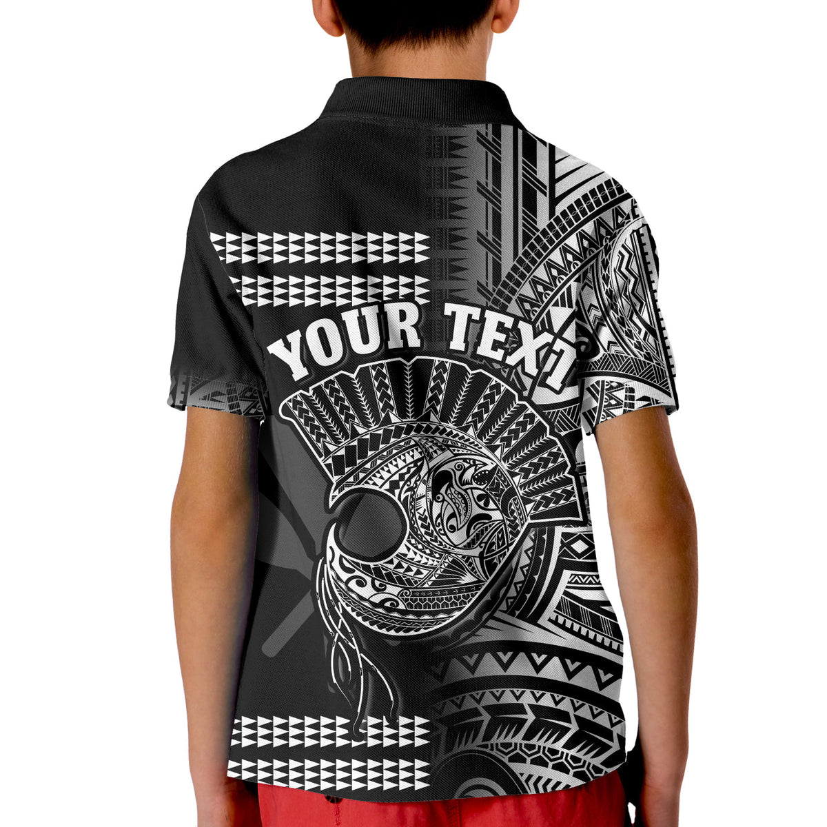 Custom Hawaii Polo Shirt Kakau Warrior Helmet Gradient White Polynesian LT14 - Polynesian Pride
