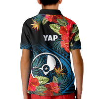 Yap State Polo Shirt KID FSM Hibiscus Flowers Mix Polynesian LT14 - Polynesian Pride