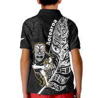 New Zealand Silver Fern Rugby Polo Shirt KID All Black Maori Version Black LT14 - Polynesian Pride