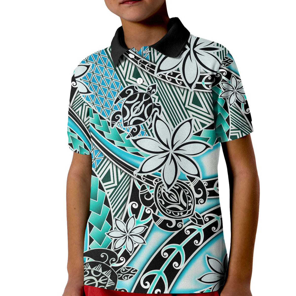 Custom Hawaii Polo Shirt Tribal Plumeria With Polynesian Turtle Ver.04 LT14 - Polynesian Pride