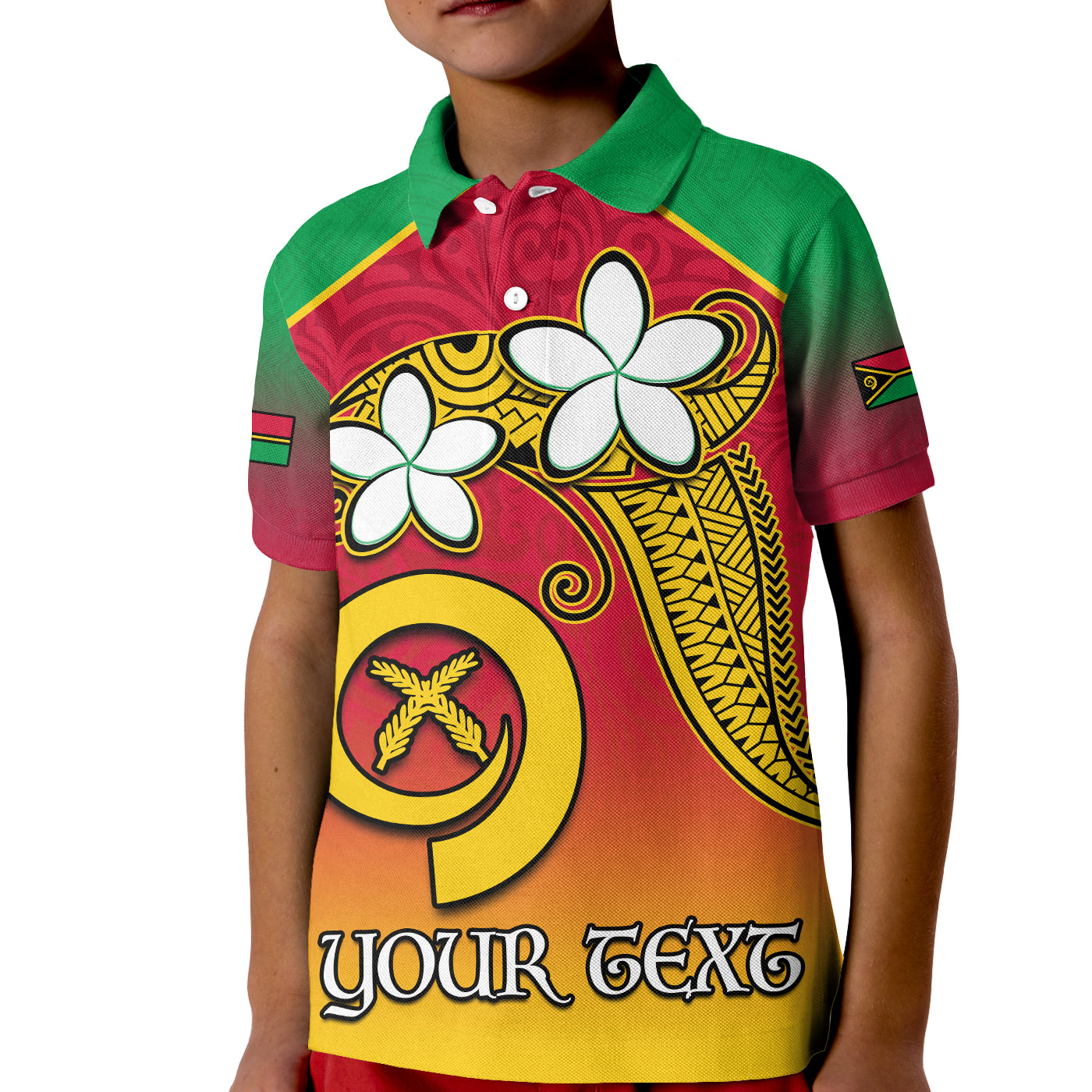 (Custom Personalised) Vanuatu Novelty Polo Shirt KID Frangipani Tropical Spa Flower LT13 Kid Red - Polynesian Pride