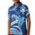 (Custom Personalised) Hawaii Flowers Wave Polo Shirt KID Kanaka Maoli Blue Polynesian LT13 Kid Blue - Polynesian Pride