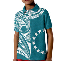 (Custom Text and Number) Cook Islands Tatau Polo Shirt Symbolize Passion Stars Version Blue LT13 - Polynesian Pride