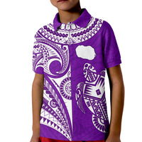 Rarotonga Cook Islands Polo Shirt KID Turtle and Map Style Purple LT13 Kid Purple - Polynesian Pride