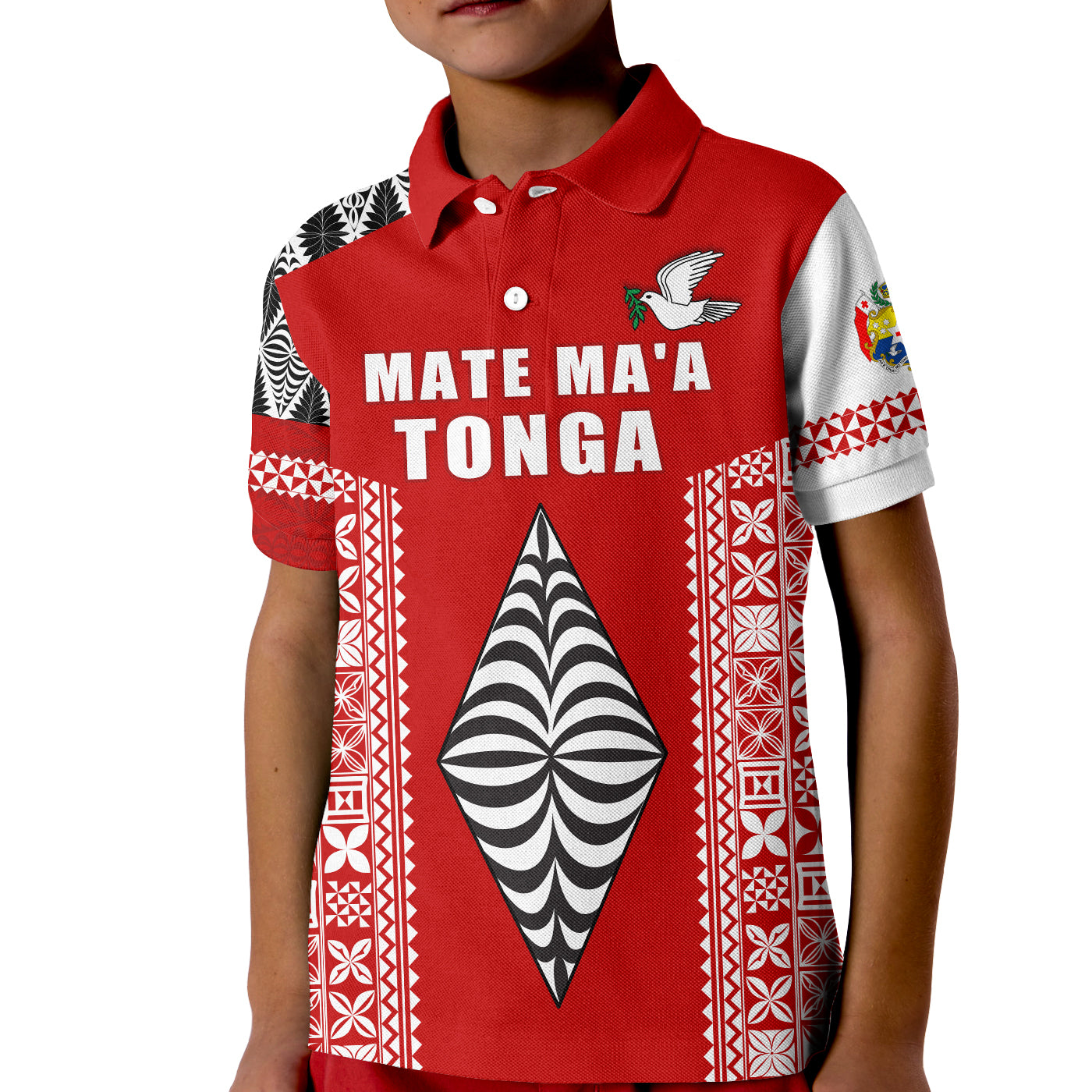 Tonga Rugby Polo Shirt KID - Mate Ma'a Tonga LT13 Kid Red - Polynesian Pride