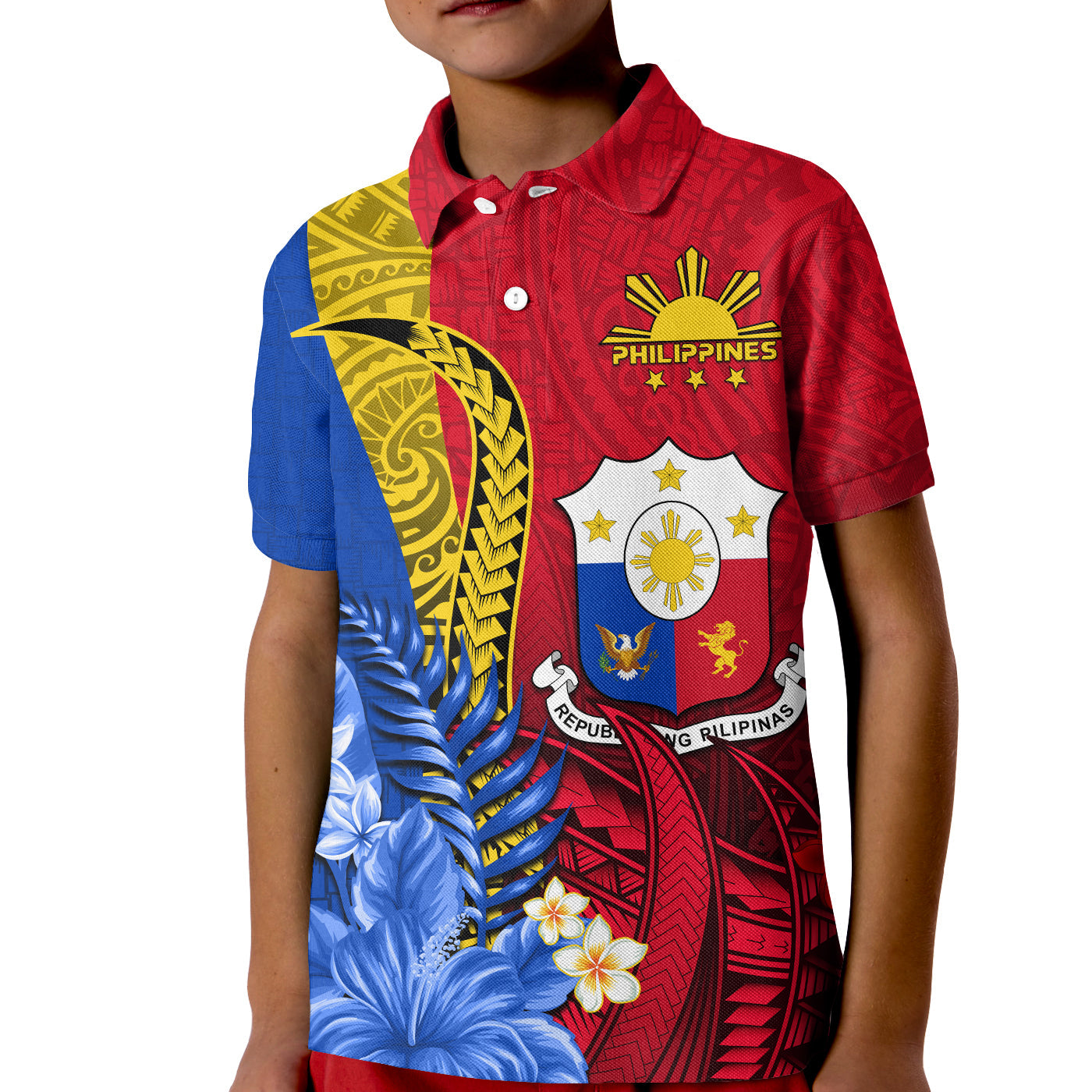 (Custom Personalised) Philippines Sampaguita Polo Shirt KID Special Polynesian Sun Filipino LT13 Kid Art - Polynesian Pride