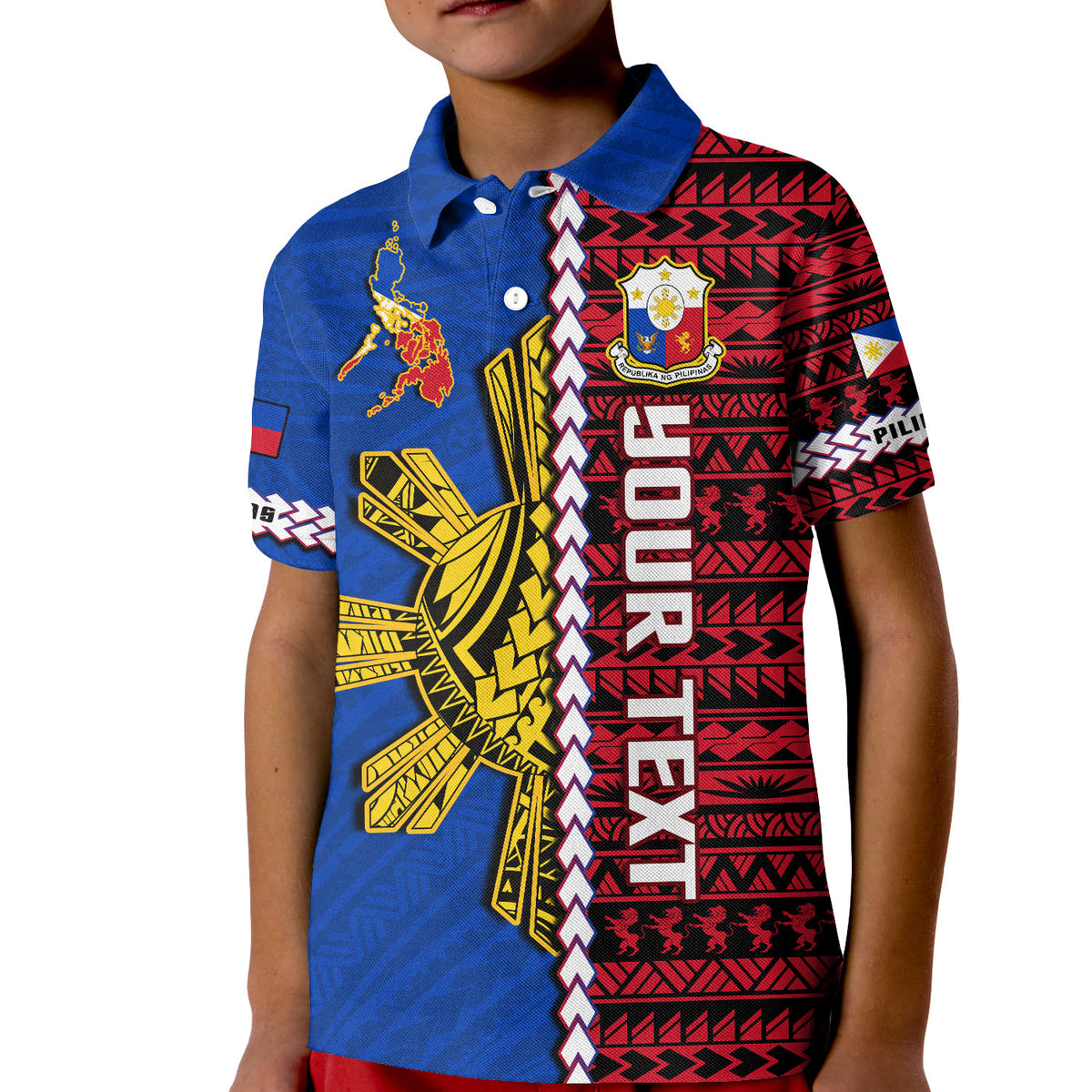 Custom Philippines Polo Shirt Pilipinas Sun Mix Polynesian Pattern LT14 - Polynesian Pride