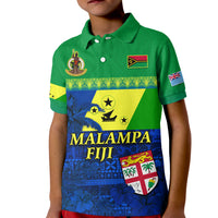 Malampa Fiji Day Polo Shirt KID Vanuatu Polynesia mix Flowers LT13 Kid Green - Polynesian Pride