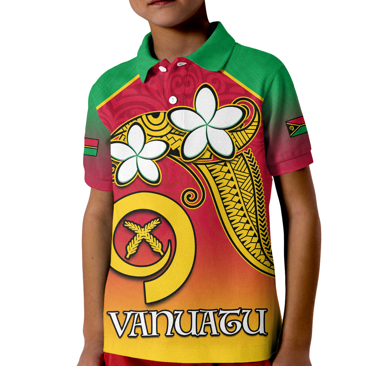 Vanuatu Novelty Polo Shirt Frangipani Tropical Spa Flower LT13 - Polynesian Pride