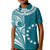 (Custom Text and Number) Cook Islands Tatau Polo Shirt KID Symbolize Passion Stars Version Blue LT13 - Polynesian Pride