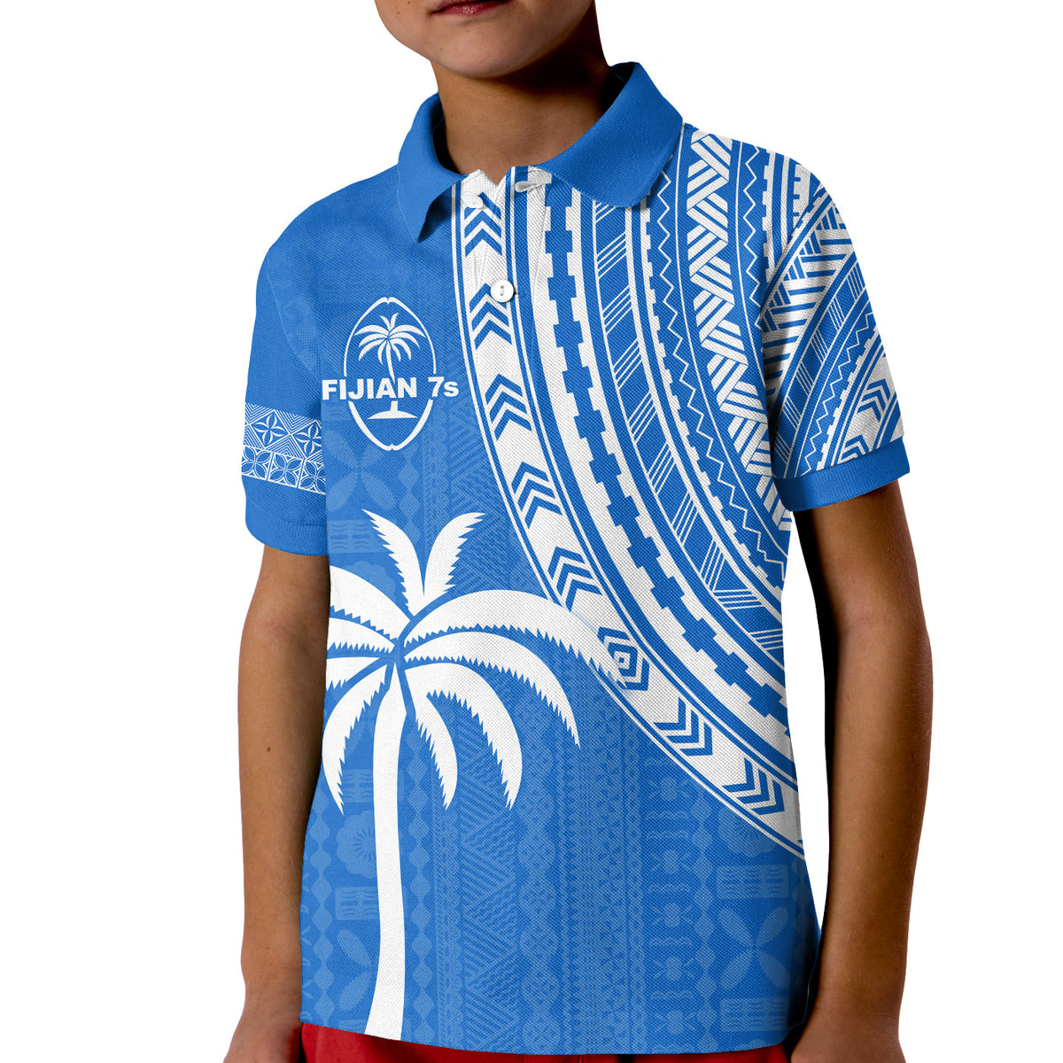 Fiji Rugby Sevens Polo Shirt Fijian 7s Tapa Polynesian Blue Ver.01 LT13 - Polynesian Pride