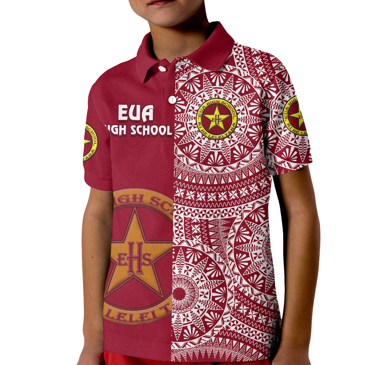 Custom Tonga Eua High School Polo Shirt Tongan Ngatu Pattern LT14 - Polynesian Pride