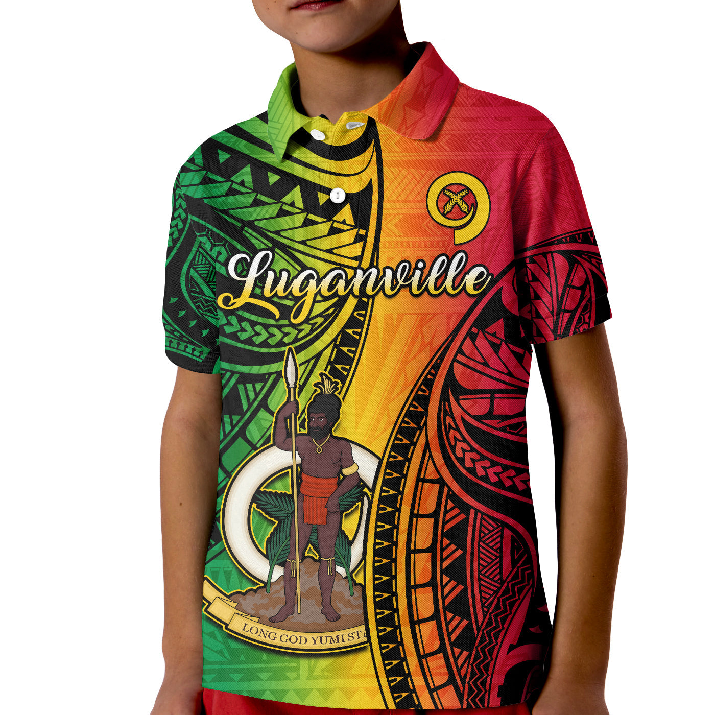 Vanuatu Polo Shirt KID Luganville Polynesian Reggae Coat Of Arms LT14 Kid Reggae - Polynesian Pride