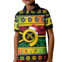 Custom Vanuatu Christmas Polo Shirt Pig Tusk Polynesian Joyeux Noel Flag Art LT14 - Polynesian Pride