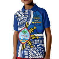 Custom Guam Philippines Polo Shirt Guaman Filipinas Together Blue LT14 - Polynesian Pride