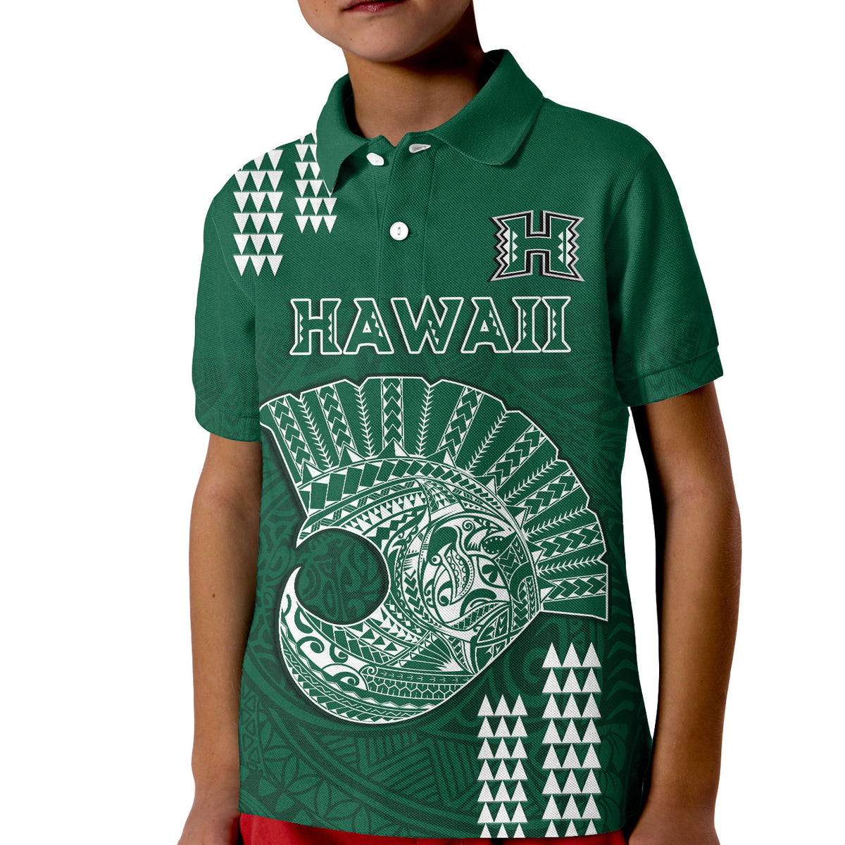 (Custom Text and Number) Hawaii Football Polo Shirt Kakau Rainbow Warriors Helmet LT14 - Polynesian Pride
