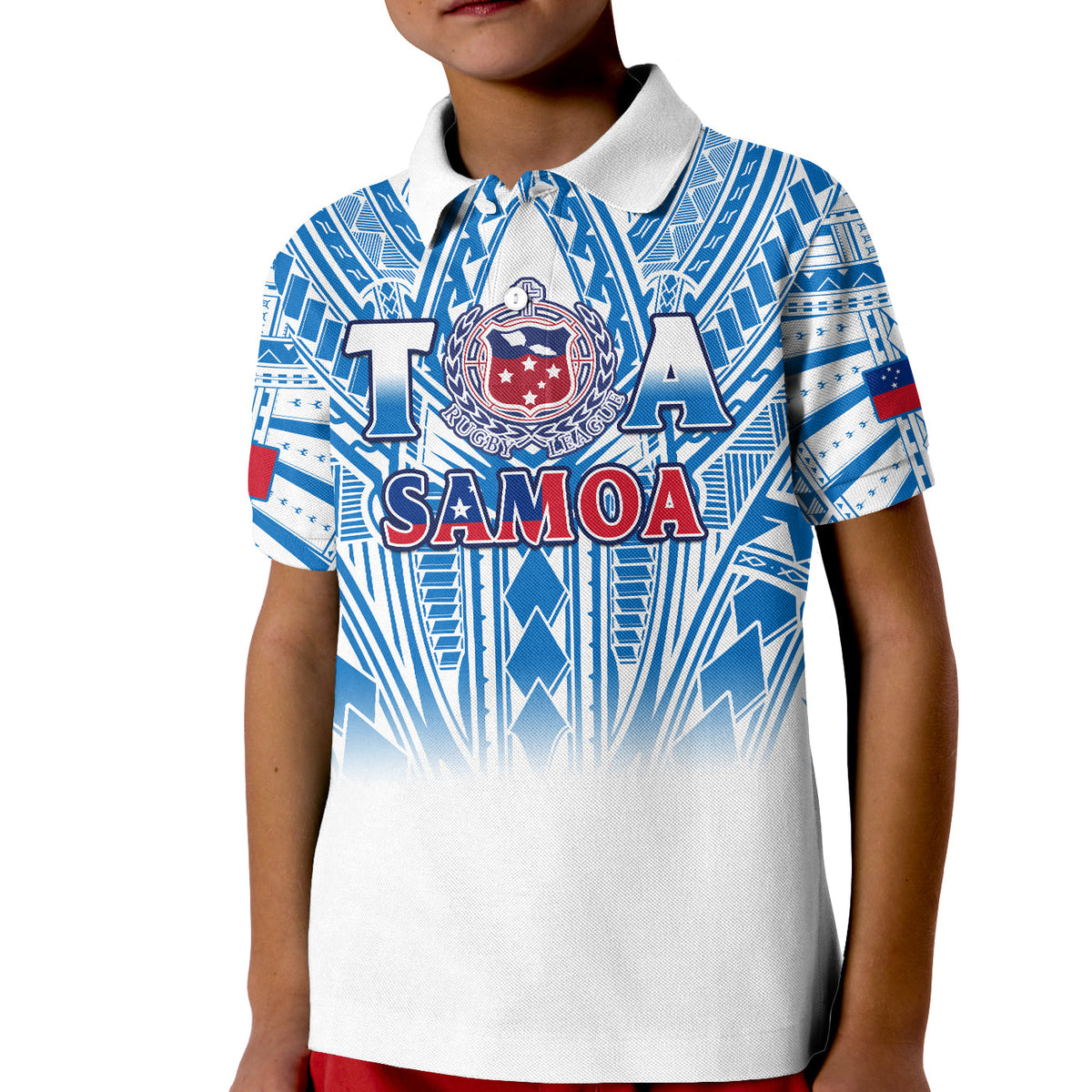 Samoa Rugby Polo Shirt KID Toa Samoa Polynesian Pacific White Version LT14 Kid White - Polynesian Pride