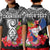 Custom Guam Chamorro Polo Shirt Guaman Latte Stone Tropical Flowers Black Style LT14 Kid Black - Polynesian Pride