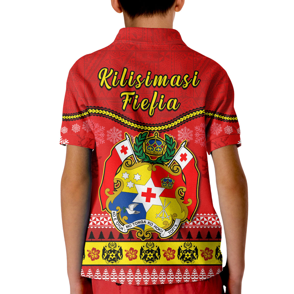 Tonga Christmas Polo Shirt KID Tongan Ngatu Kilisimasi Fiefia LT14 - Polynesian Pride
