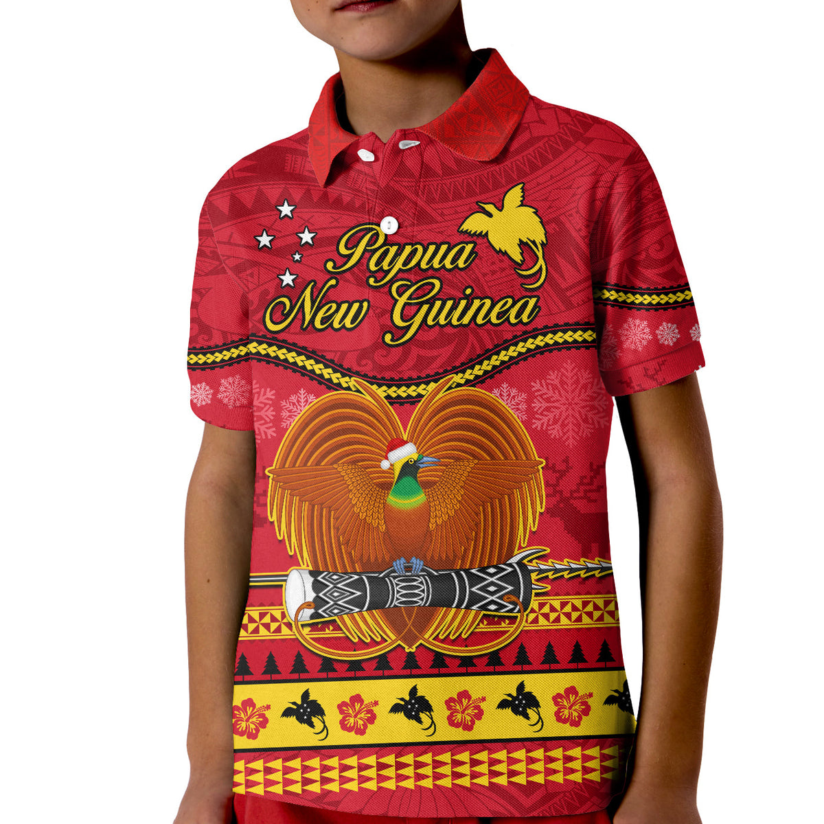 Custom Papua New Guinea Christmas Polo Shirt Bird Of Paradise Bikpela Hamamas Blong Dispela Krismas LT14 - Polynesian Pride