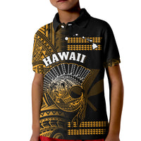 Hawaii Polo Shirt Kakau Warrior Helmet Gradient Gold Polynesian LT14 - Polynesian Pride
