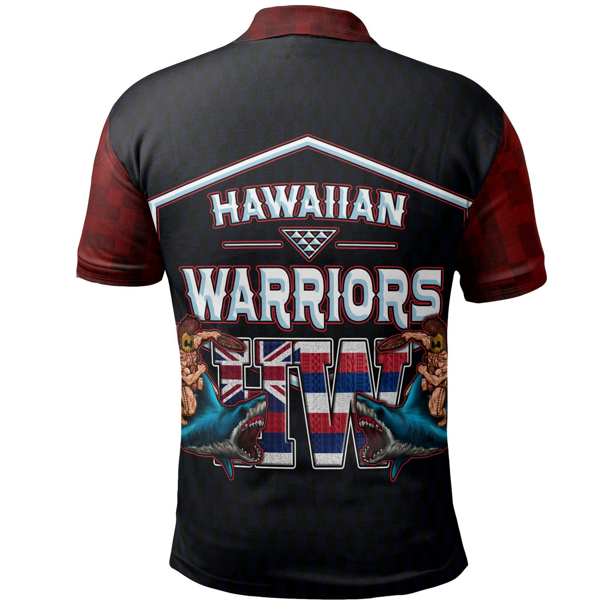 Hawaii Polo Shirt Hawaiian Flag Kanaka Maoli Warrior On Shark - Polynesian Pride