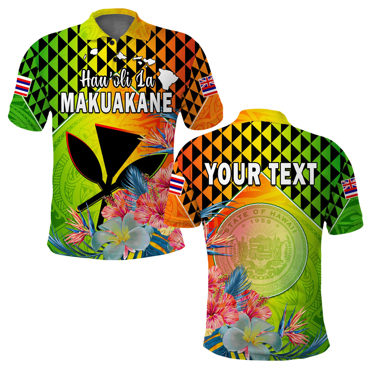 Custom Happy Hawaii Fathers Day Polo Shirt Hawaiian Tribal Kanaka Maoli Hibiscus LT14 Adult Reggae - Polynesian Pride