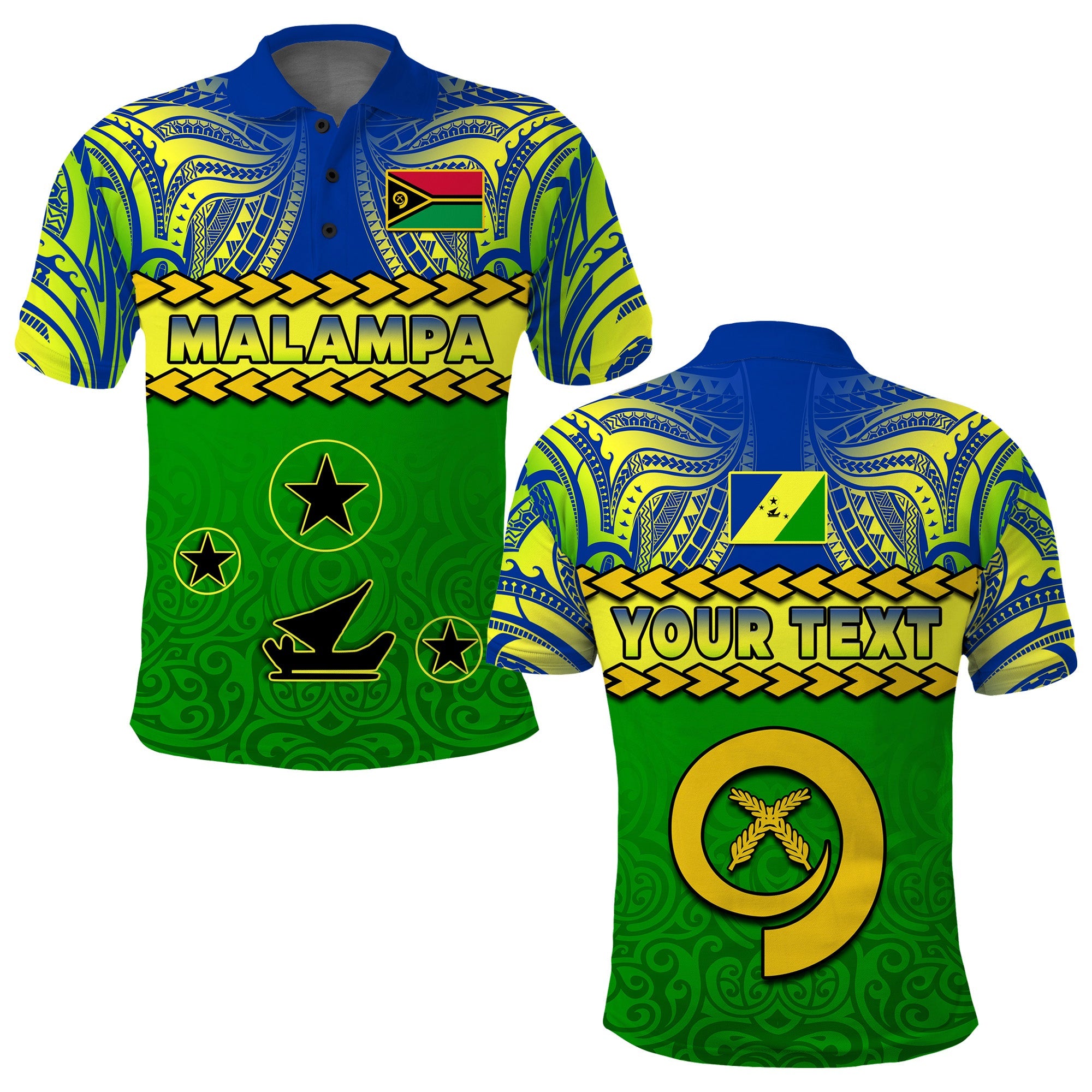 Custom Malampa Province Polo Shirt Vanuatu Pig Tusk Polynesian Flag Style LT14 Green - Polynesian Pride