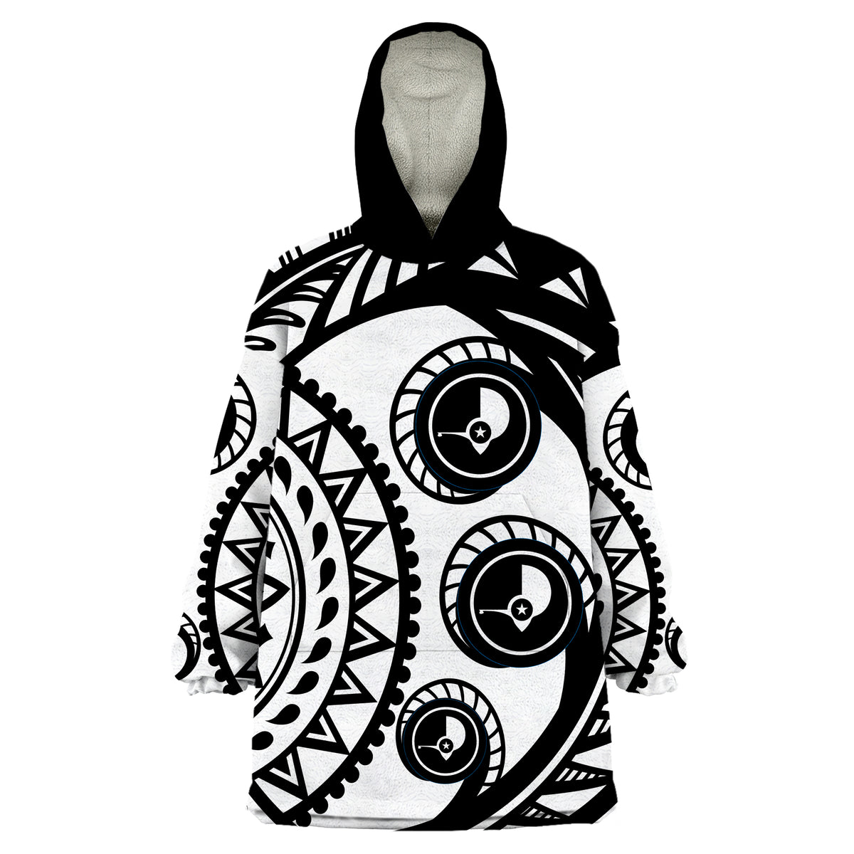 Yap Wearable Blanket Pingelap Flag With Round Black White Pattern LT9 Unisex One Size - Polynesian Pride