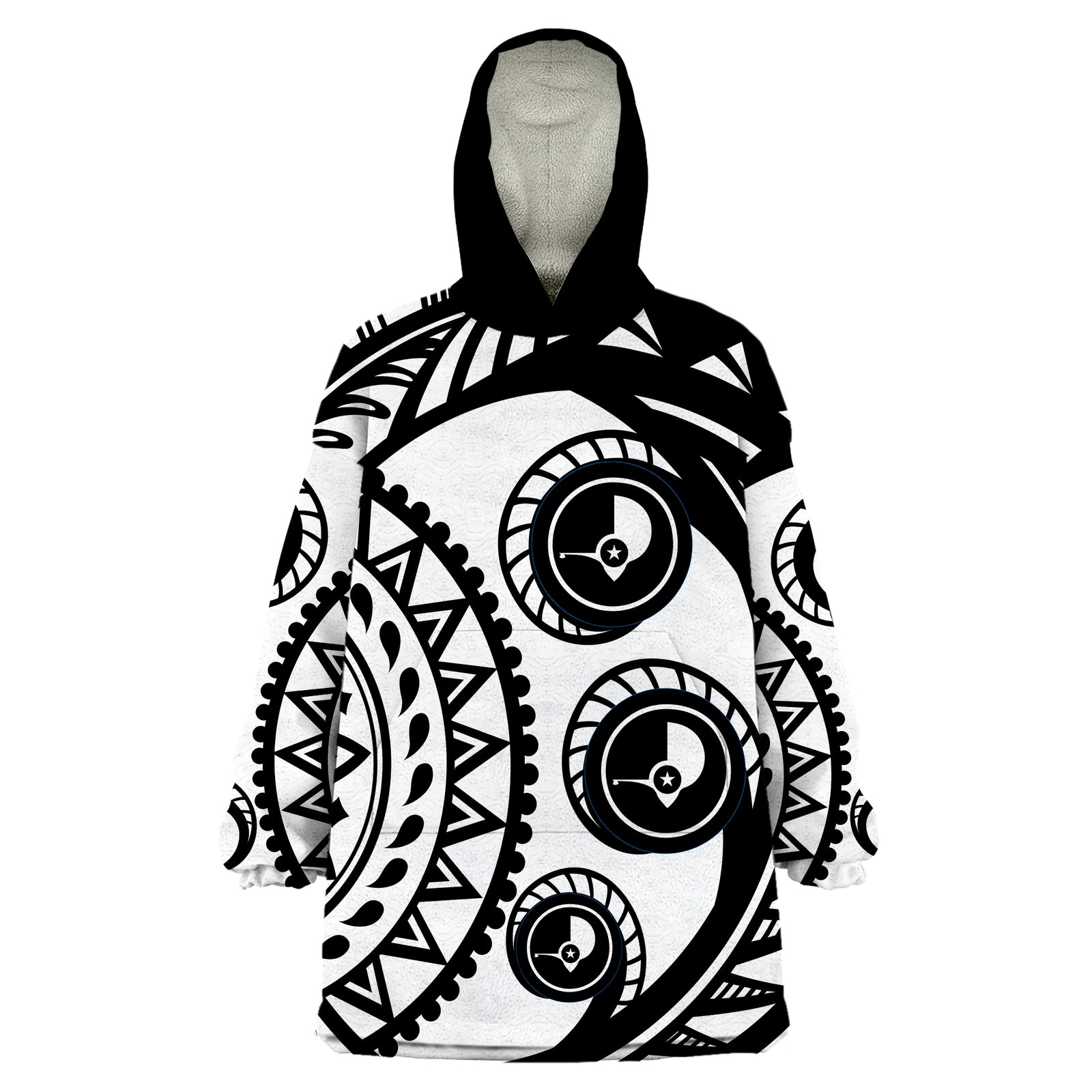 Yap Wearable Blanket Pingelap Flag With Round Black White Pattern LT9 Unisex One Size - Polynesian Pride