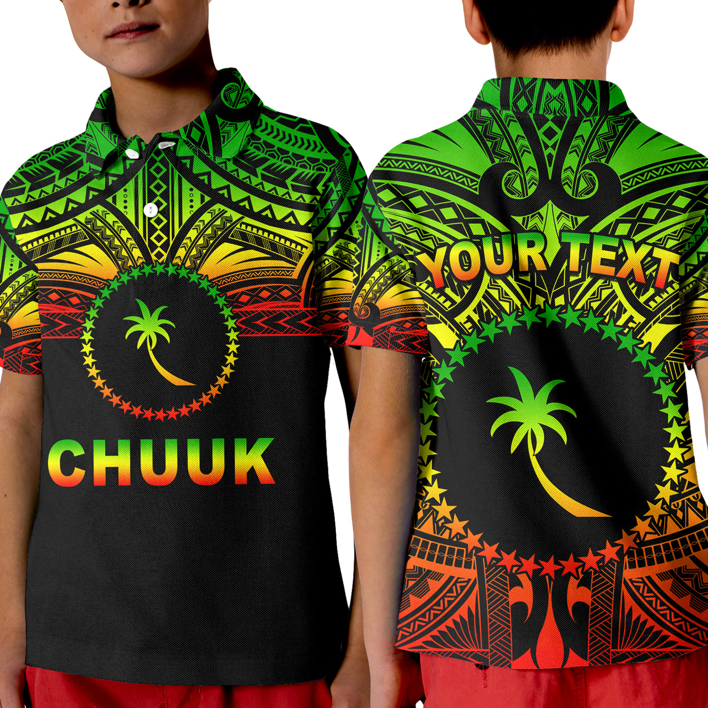 (Custom Personalised) Chuuk Flag Polo Shirt KID Micronesia Style Reggae LT13 Unisex Reggae - Polynesian Pride