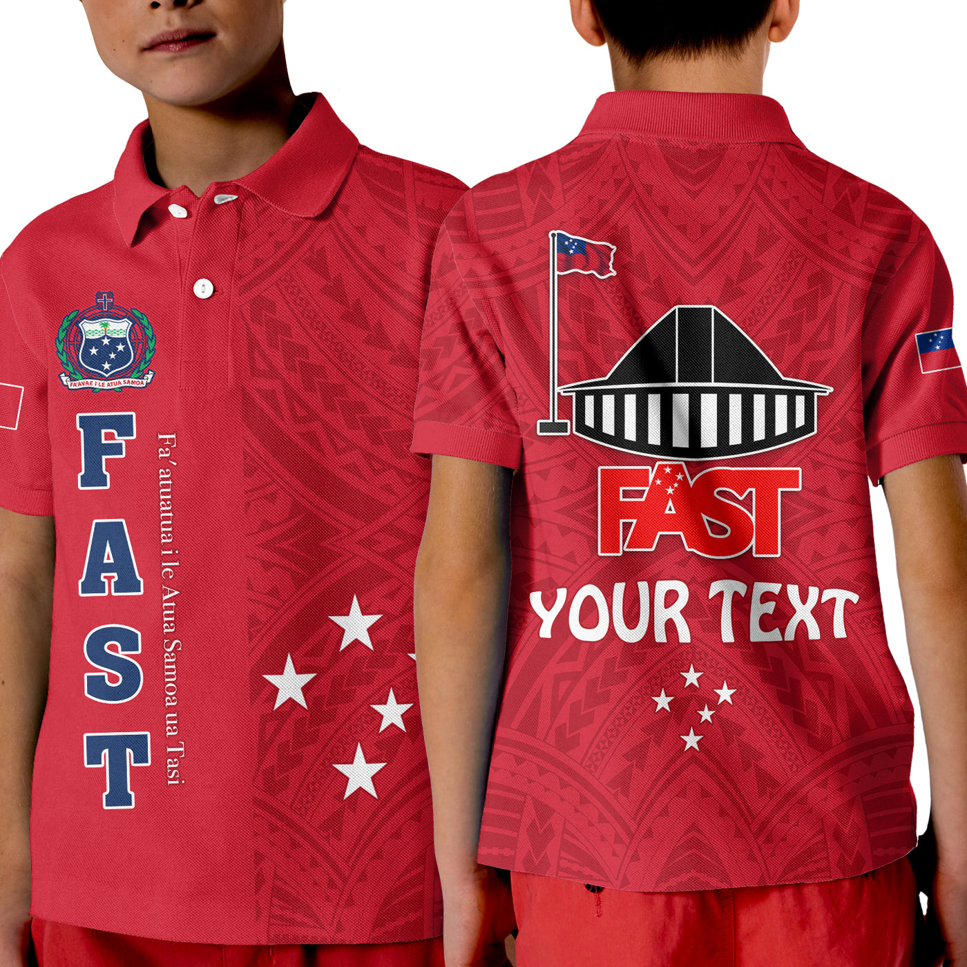 (Custom Personalised) F.A.S.T Samoa Polo Shirt KID We Ready Polynesian Samoan LT13 Unisex Red - Polynesian Pride