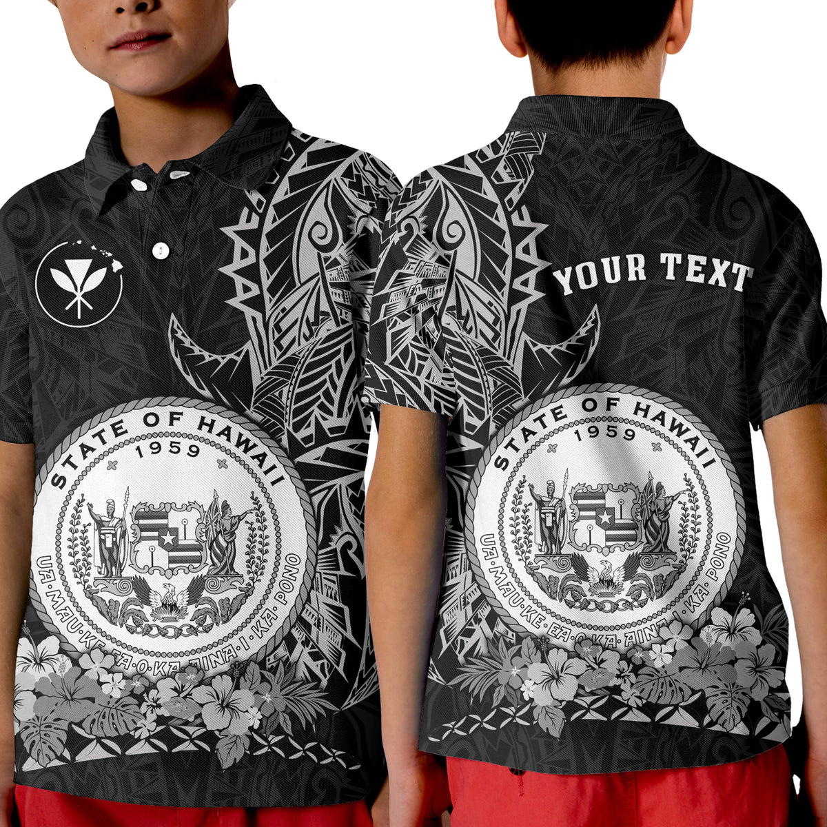(Custom Personalised) Hawaiian Polynesian Polo Shirt KID White Seal of Hawaii LT13 Unisex White - Polynesian Pride