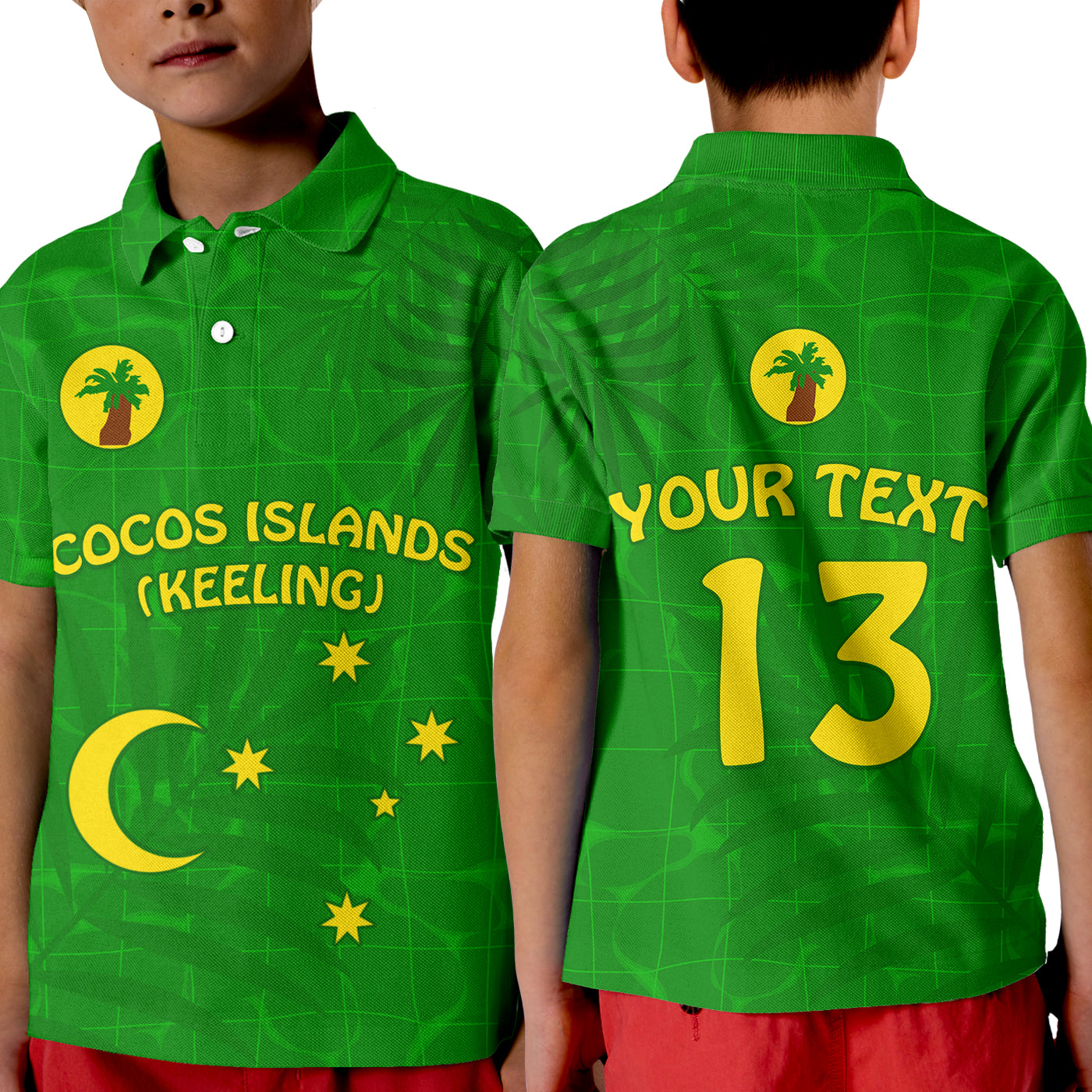 (Custom Text and Number) Cocos (Keeling) Islands Polo Shirt KID Proud Flag Unique LT13 Unisex Green - Polynesian Pride