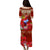 (Custom Personalised) Guam Chamorro Puletasi Dress Guaman Latte Stone Tropical Flowers Red Version LT14 - Polynesian Pride