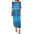 Fiji University Puletasi Dress National Fijian Tapa Pattern Blue LT14 Long Dress Blue - Polynesian Pride