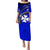 Wallis And Futuna Puletasi Dress Plumeria Flowers With Blue Polynesian Pattern LT14 Long Dress Blue - Polynesian Pride