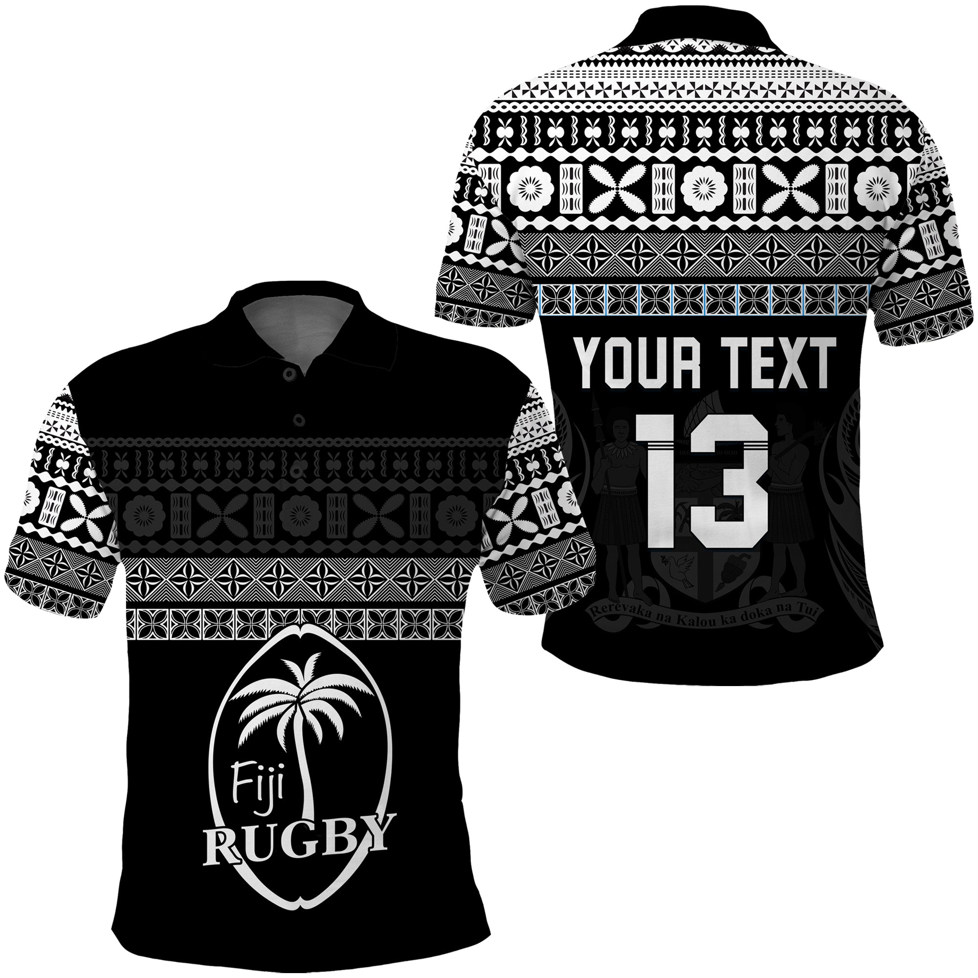 (Custom Text and Number) Fiji Rugby Polo Shirt Lifestyle 2022 Flying Fijians LT13 Unisex Black - Polynesian Pride