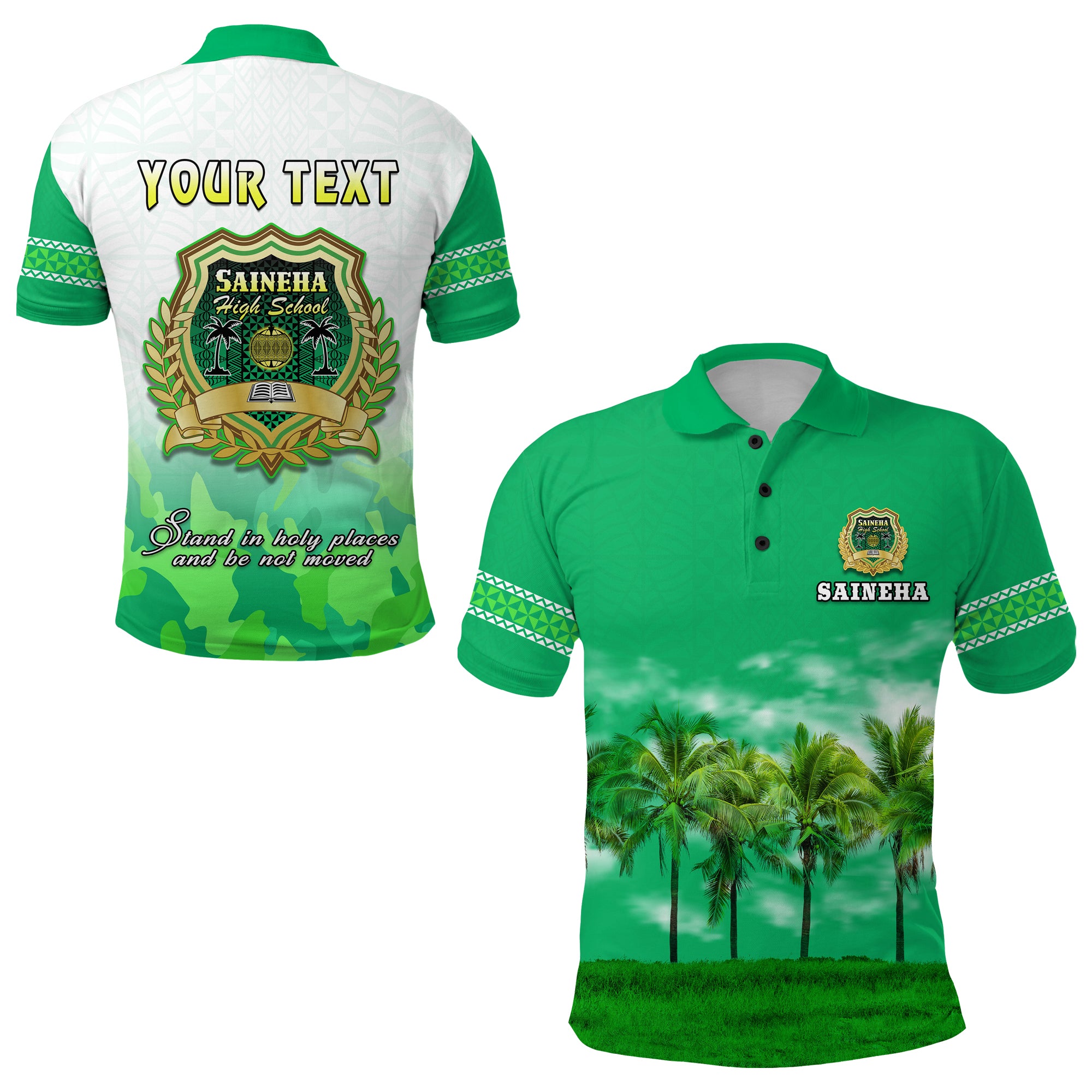 Custom Saineha High School Polo Shirt Original LT13 Unisex Green - Polynesian Pride