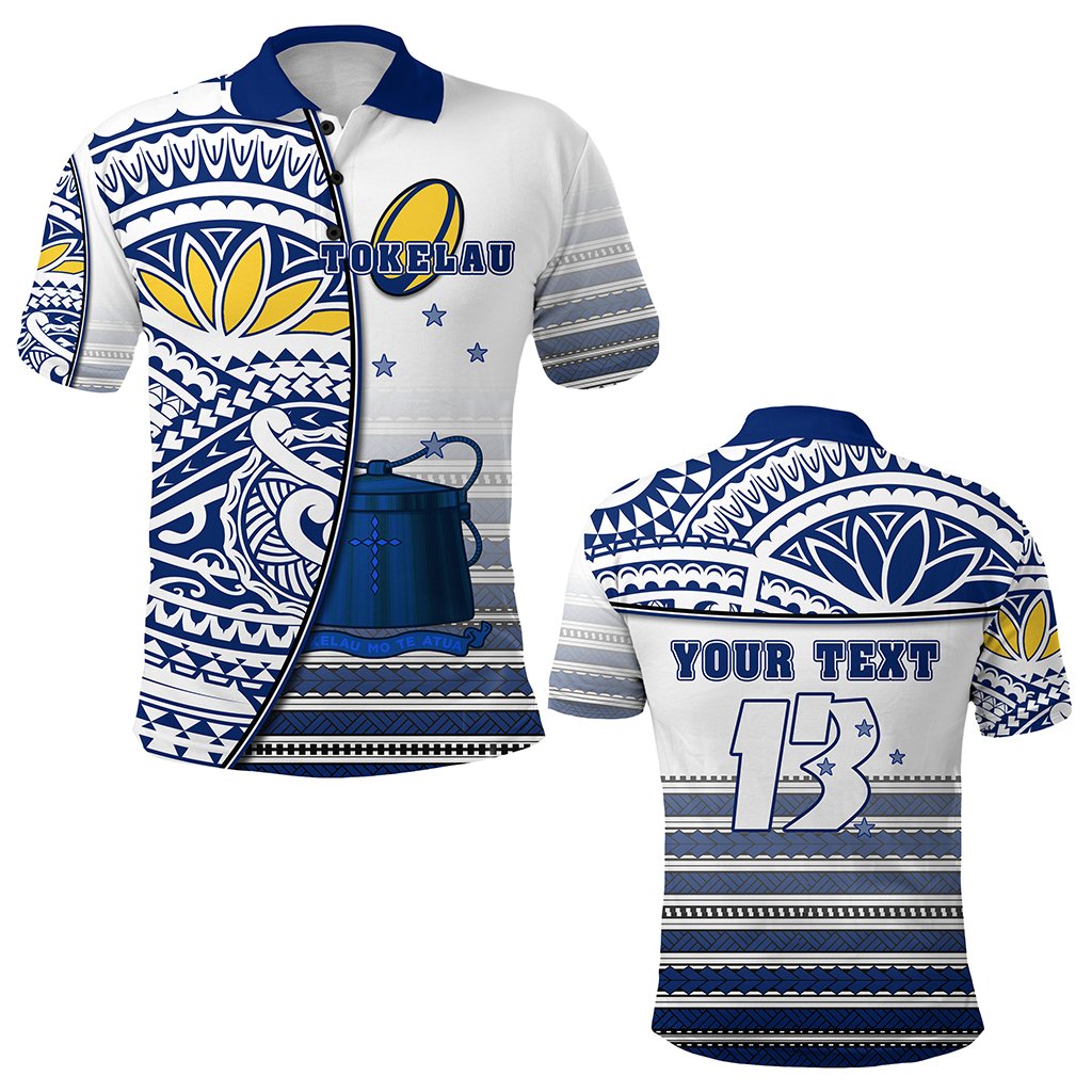 Custom Tokelau Rugby Polo Shirt Special Custom Text and Number Unisex Blue - Polynesian Pride