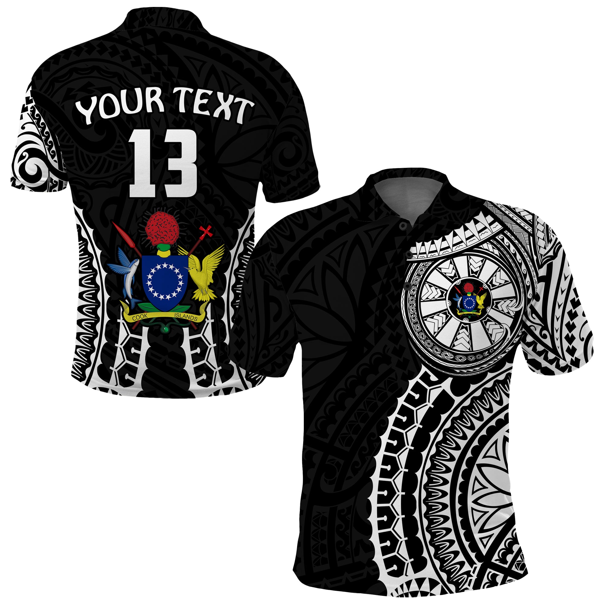 (Custom Text and Number) Cook Islands Polo Shirt Polynesian Cultural The Best For You LT13 Unisex Black - Polynesian Pride