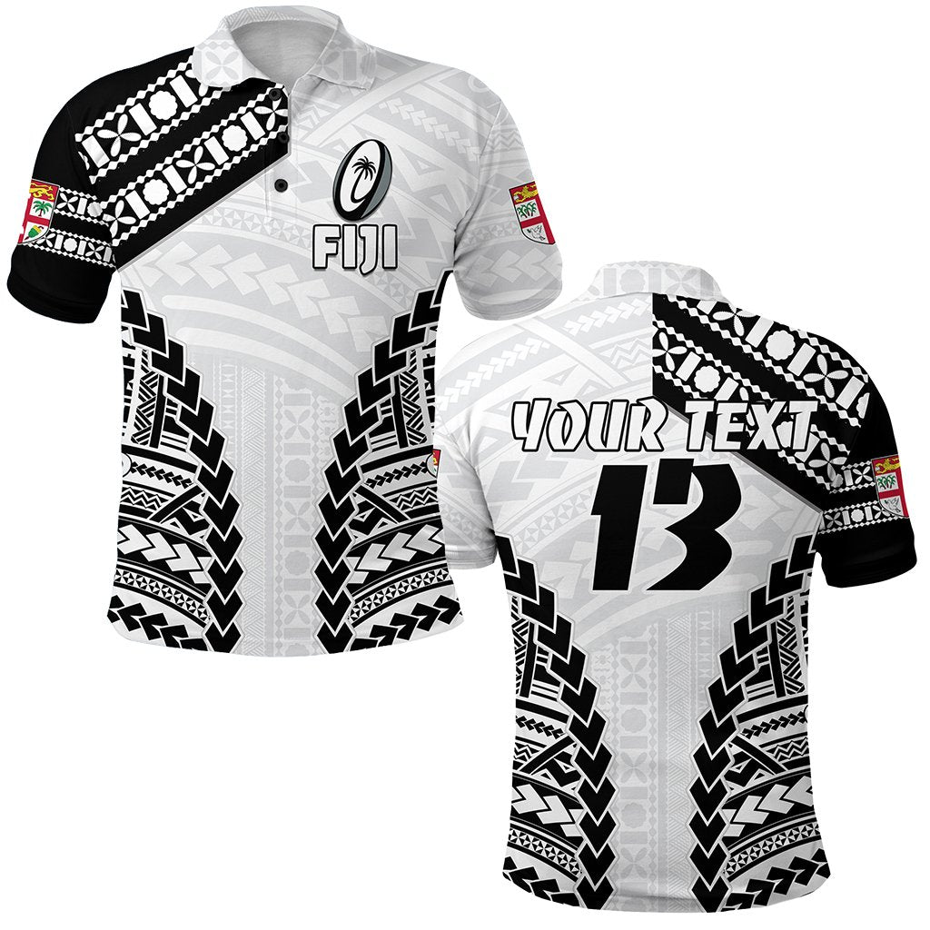 Custom Fiji Rugby Polo Shirt Fresh Custom Text and Number Unisex White - Polynesian Pride