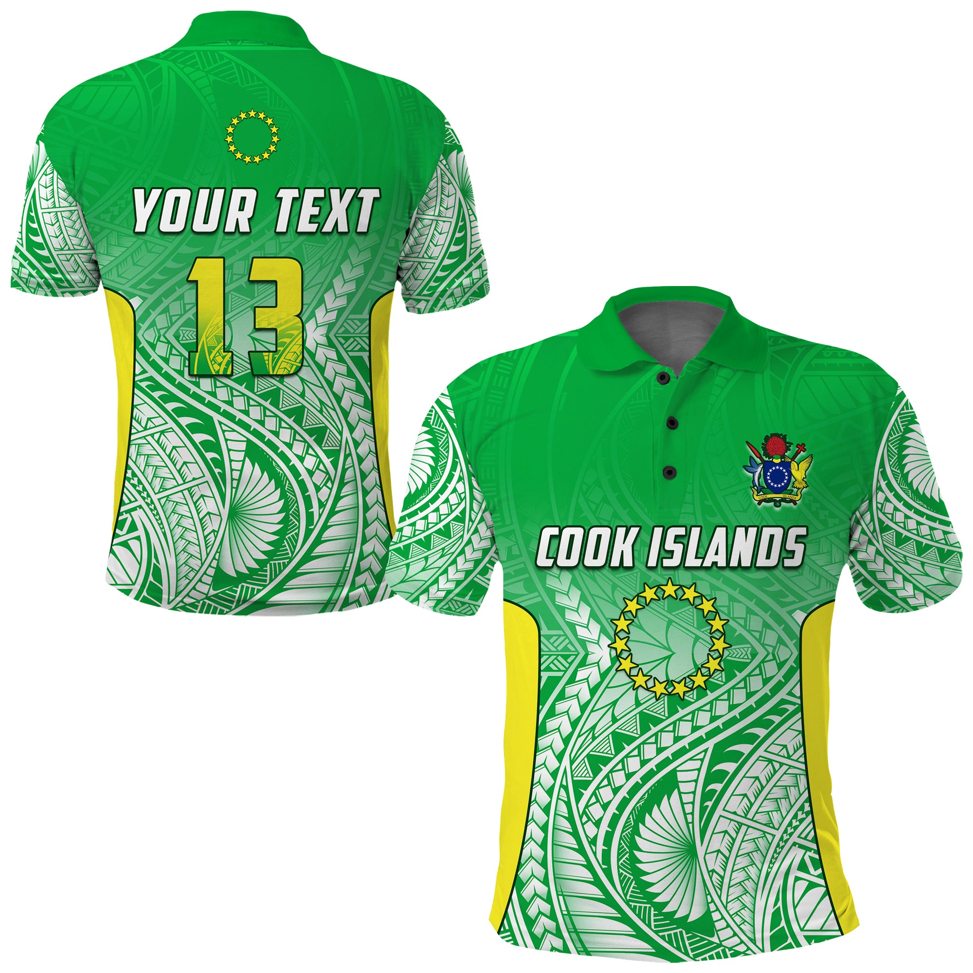 (Custom Text and Number) Cook Islands Polo Shirt Pattern Be Unique LT13 Unisex Green - Polynesian Pride