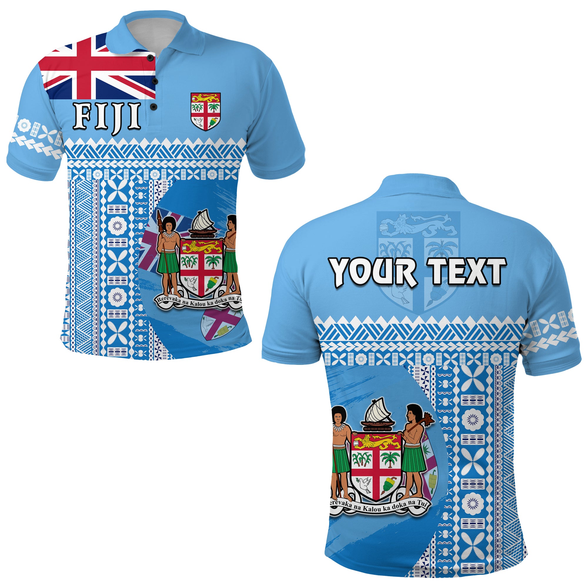 Custom Fiji Dreamy Polo Shirt Tapa Pattern LT13 Unisex Blue - Polynesian Pride